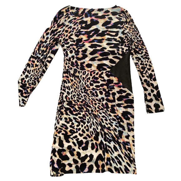 Catherine Malandrino Colorful Cheetah Print Body Con Long Sleeve Dress Size 14 - Picture 4 of 10